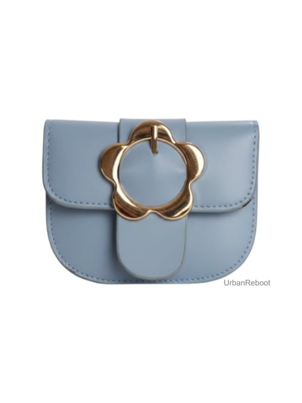 Micro Faux Leather Crossbody Bag Flower Buckle Mini Purse